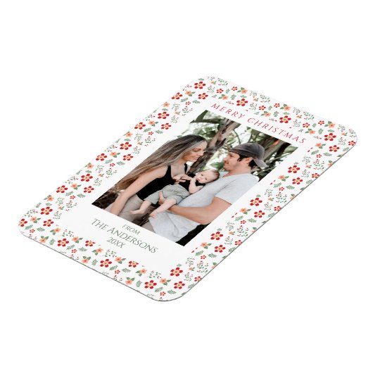 Floral Foliage Elegant Christmas Foto Magneet (Linkerzijde)