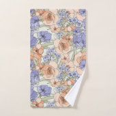 Floral Foliage Flowers Rozen Beige Cream Paars Bad Handdoek (Handdoek)