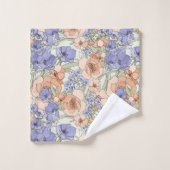 Floral Foliage Flowers Rozen Beige Cream Paars Bad Handdoek (Wasdoekje)