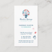 Floral & Foliage Pet Paw Print Pattern Navy Visitekaartje (Achterkant)