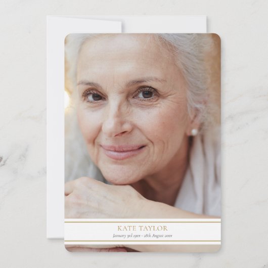 Floral Foliage Photo Funeral Celebration of Life Kaart (Achterkant)