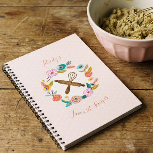 Floral & Foliage Rolling Pin & Whisk Recipe Notitieboek