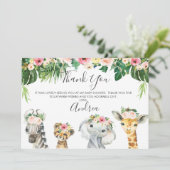 Floral Foliage Safari Baby shower Dank u kaart (Staand voorkant)