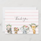 Floral Foliage Safari Baby shower Dank u kaart (Achterkant)