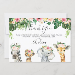 Floral Foliage Safari Baby shower Dank u kaart