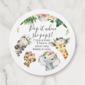 Floral Foliage Safari Baby shower Pop it Bedankjes Labels (Voorkant)