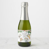 Floral Foliage Safari Baby shower Pop it Sparkling Wijnetiket (Voorkant)
