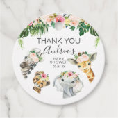 Floral Foliage Safari Baby shower Rond Bedankjes Labels (Voorkant)