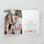 Floral Foliage Twee foto Vrolijk Kerstfeest Feestdagen Kaart (Binnen)