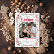 Floral Foliage Twee foto Vrolijk Kerstfeest