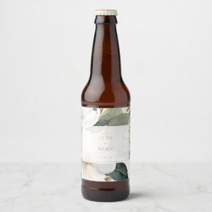 Floral Foliage Waterverf Bruiloft Bier Etiket