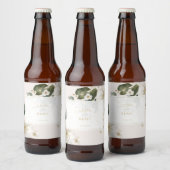 Floral Foliage Waterverf Bruiloft Bier Etiket (Flessen)