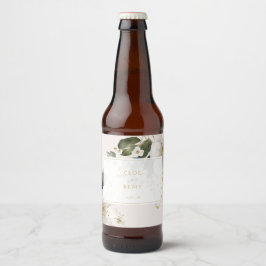 Floral Foliage Waterverf Bruiloft Bier Etiket