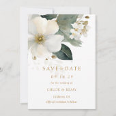 Floral Foliage Waterverf Bruiloft Save the Date Kaart (Voorkant)