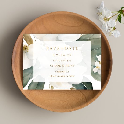 Floral Foliage Waterverf Bruiloft Save the Date Kaart