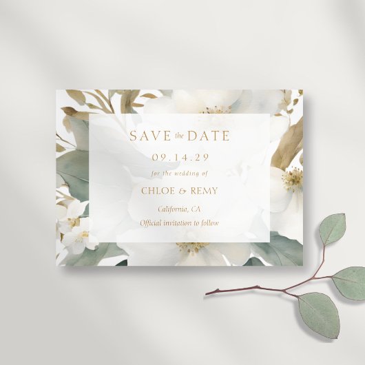 Floral Foliage Waterverf Bruiloft Save the Date Kaart