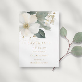 Floral Foliage Waterverf Bruiloft Save the Date Kaart