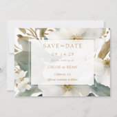 Floral Foliage Waterverf Bruiloft Save the Date Kaart (Voorkant)