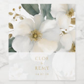 Floral Foliage Waterverf Bruiloft Wijn Etiket (Enkel label)