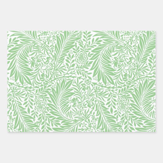 Floral Foliage William Morris Blue Green Sinaasapp Inpakpapier Vel (Voorkant 2)
