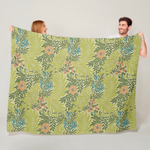 Floral Foliage  William Morris Larkspur Fleece Deken