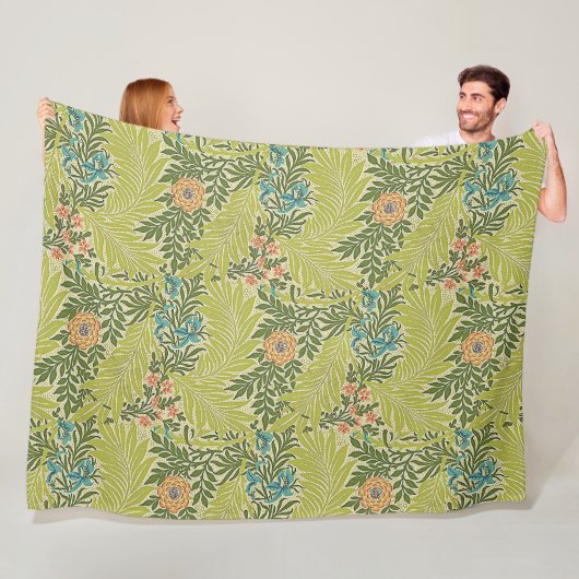Floral Foliage  William Morris Larkspur Fleece Deken (In situ)