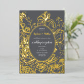 Floral Folie Folie Uitnodiging (Staand Voorkant)