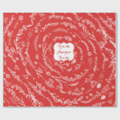 Floral Folk Art Antler Red-kerstpatroon Cadeaupapier