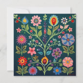 Floral Folk Art Design Bedankkaart (Voorkant)