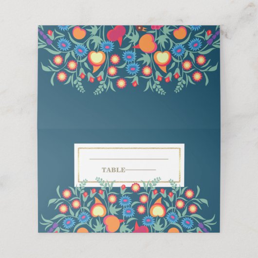 Floral Folk Art Design Tafel Plaats Kaarten Plaatskaartje (Buitenkant ongevouwen)