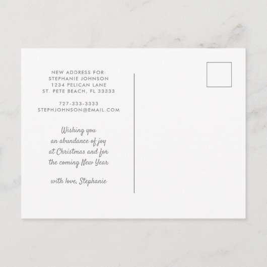 Floral Folk Art Glitter Holiday Moving Briefkaart (Achterkant)