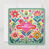 Floral Folk Art Heart Moederdag Kaart (Voorkant)