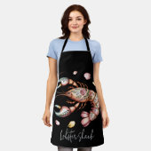 Floral Folk Art Lobster Illustratie Custom Schort (Gedragen)