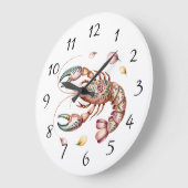 Floral Folk Art Lobster Illustratie Grote Klok (Hoek)