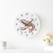 Floral Folk Art Lobster Illustratie Grote Klok (Huis)