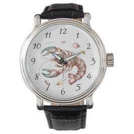Floral Folk Art Lobster Illustratie Horloge