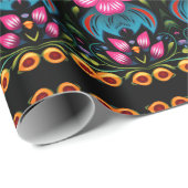 Floral Folk Art Modern Cadeaupapier (Rol Hoek)