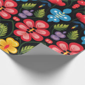 Floral Folk Art Modern Cadeaupapier (Hoek)