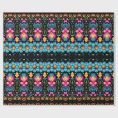 Floral Folk Art Modern Cadeaupapier (Vlak)