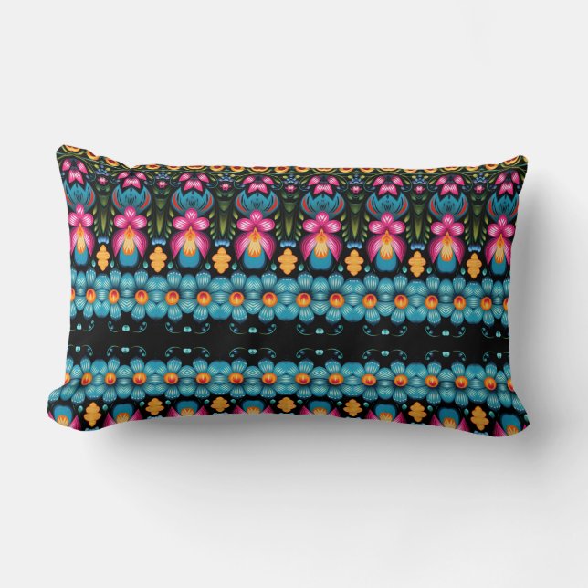 Floral Folk Art Modern Kussen (Voorkant)