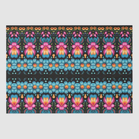 Floral Folk Art Modern Tissuepapier (Voorkant)