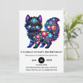 Floral Folk Fantasy Wolf Birthday Kaart (Staand voorkant)
