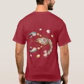 Floral Folk Lobster Art Illustratie T-shirt (Achterkant)