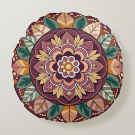Floral Folk Mandala Rond Kussen