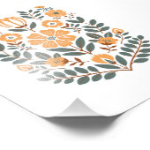 Floral Folk Wall Art Print, Scandinavian Botanical Foto Afdruk (Hoek)