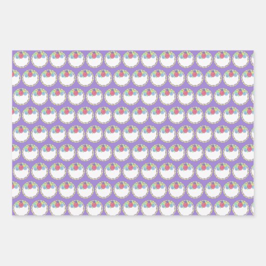 Floral Fondant Roos Wedding Cake Paars Heart Inpakpapier Vel (Voorkant 3)