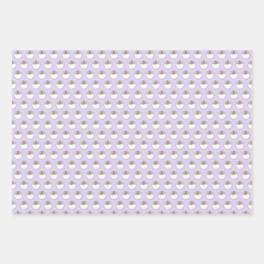 Floral Fondant Roos Wedding Cake Paars Heart Inpakpapier Vel (Voorkant)