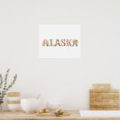 Floral Font State Art Print (Alaska) (Keuken)