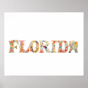 Floral Font State Art Print (FLORIDA)