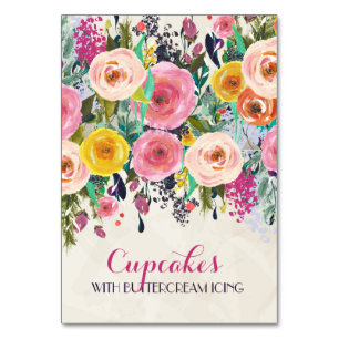 Floral Food Tent Cards Kaart